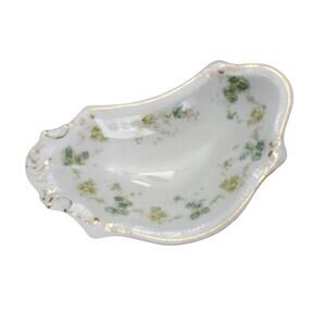 Antique W.H. Grindley White Yellow Flower Bone Dishes "Marseille" Crescent Bowl